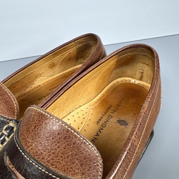 MARTIN DINGMAN Countrywear Leather Penny Loafers VIBRAM Brown 532215M Sz 10M - Picture 10 of 15